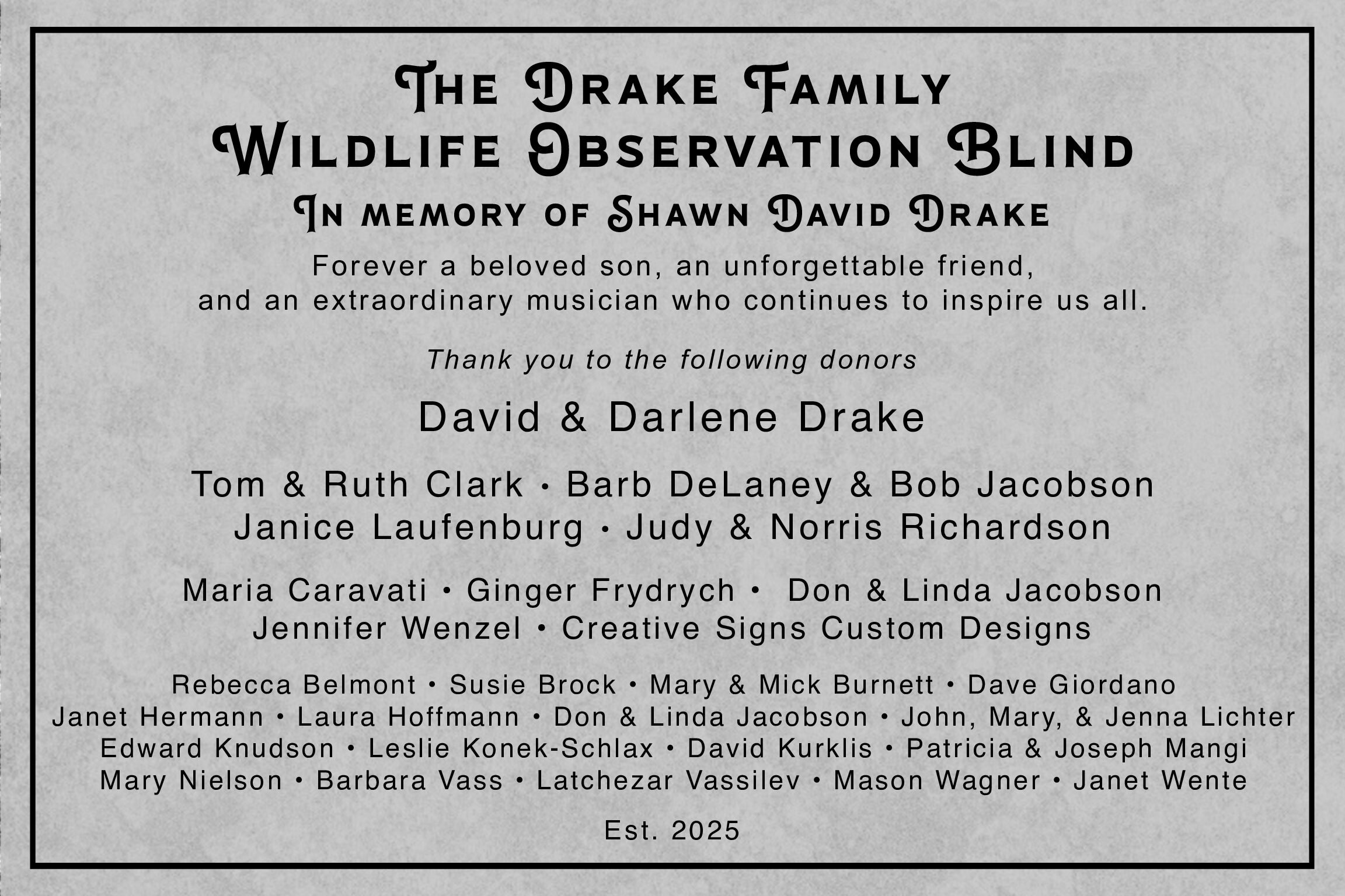 Drake Blind Plaque